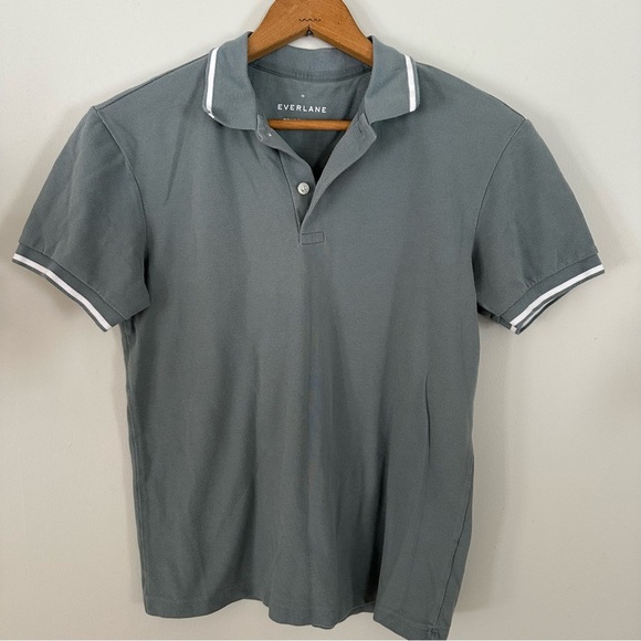 Everlane Tops - Everlane Dusty Blue Grey Polo Shirt